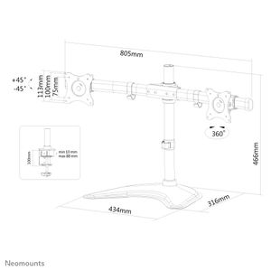 Neomounts NM-D335DBLACK bureausteun voor flatscreens