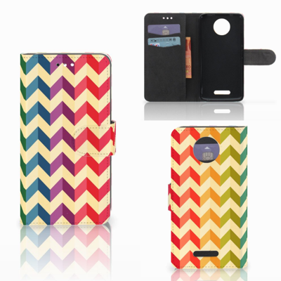 Motorola Moto C Plus Telefoon Hoesje Zigzag Multi Color