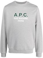 A.P.C. sweat en coton à logo imprimé - Gris