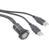 USB 2.0 adapter 2 x USB-aansluiting type A op 2 x USB-stekker type A met 60 cm TRU Components USB-06-BK 1229322 1 stuk
