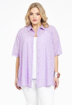 Blouse A-lijn broderie anglaise 50/52 light purple