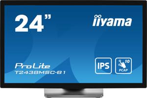 Iiyama ProLite T2438MSC-B1 Touchscreen monitor Energielabel: E (A - G) 61 cm (24 inch) 1920 x 1080 Pixel 16:9 5 ms HDMI, DisplayPort, USB 3.1 Gen 1 IPS LED