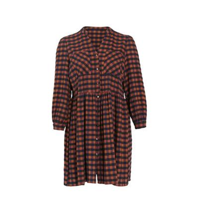 Paprika geruite blousejurk oranje/paars/zwart