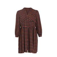 Paprika geruite blousejurk oranje/paars/zwart