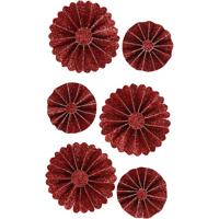Vivi Gade Rosettes rood/glitter 35 + 50 mm 6 stuks