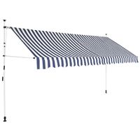 Luifel handmatig uitschuifbaar 400 cm blauw en witte strepen