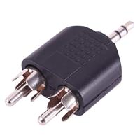 2 RCA male naar 3,5 mm mannelijke jack audio Y-adapter (zwart)
