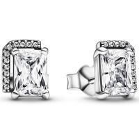 Pandora 292380C01 Oorknoppen Rectangular Sparkling Halo zilver-zirconia wit - thumbnail