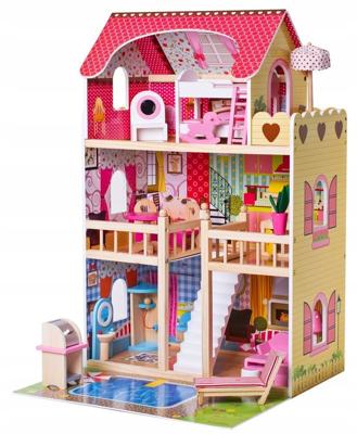 Viking Choice  Houten poppenhuis met zwembad en LED-verlichting - 59x30x90 cm