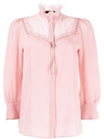 SHIATZY CHEN blouse en soie à col en dentelle - Rose