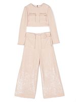 Elisabetta Franchi La Mia Bambina pantalon orné de sequins à plaque logo - Rose