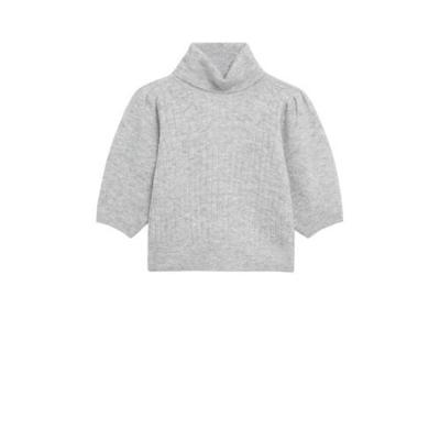 Mango gemêleerde gebreide coltrui met wol grijs