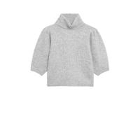 Mango gemêleerde gebreide coltrui met wol grijs
