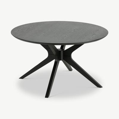 Duke salontafel, zwart hout met berkehout onderstel