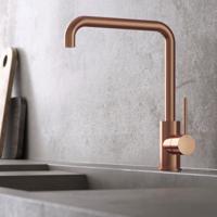 Keukenkraan Hotbath Cobber Mengkraan Geborsteld Koper 1 Greeps met Draaibare Uitloop