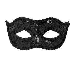 Verkleed gezichtsmasker Venitiaans - zwart met pailletten - volwassenen - Carnaval/gemaskerd bal