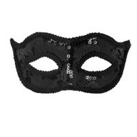 Verkleed gezichtsmasker Venitiaans - zwart met pailletten - volwassenen - Carnaval/gemaskerd bal - thumbnail