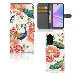 Telefoonhoesje met Pasjes voor OPPO A78 5G | A58 5G Pink Peacock