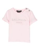 Balmain Kids t-shirt en coton à logo pailleté - Rose