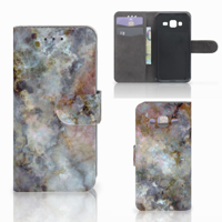 Samsung Galaxy J3 2016 Bookcase Marmer Grijs