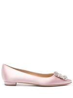 Manolo Blahnik ballerines Hangisi en satin - Rose