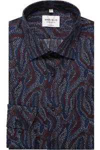 Marvelis Modern Fit Overhemd blauw/rood, Motief