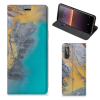 Sony Xperia 10 II Standcase Marble Blue Gold