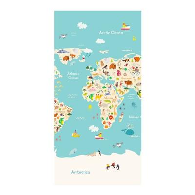 Good Morning Strandlaken WORLDMAP 75x150 cm lichtblauw Good Morning Strandlaken WORLDMAP 75x150 cm lichtblauw
