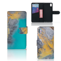 Xiaomi Redmi 7A Bookcase Marble Blue Gold - thumbnail