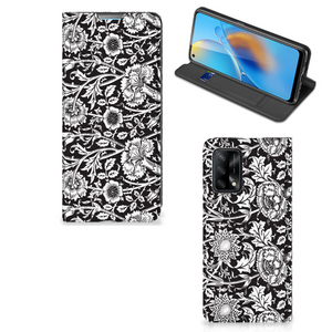 OPPO A74 4G Smart Cover Black Flowers