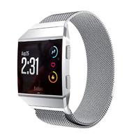 By Qubix - Compatible met Fitbit Ionic Milanese bandje - Maat: Large - Zilver - Compatible fitbit bandje