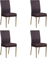 Set van 4 Donkerpaarse leren moderne eetkamerstoelen Real - poot vierkant rvs - Toledo Leer Merlin (donkerpaars leer) - thumbnail