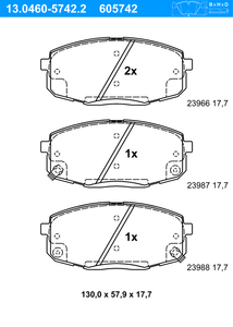 Remblokkenset, schijfrem ATE, u.a. fÃ¼r KIA, Hyundai