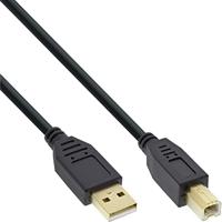 InLine USB 2.0 kabel, A aan B, zwart, contacten goud, 2m