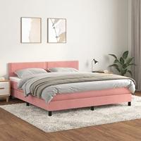 vidaXL Boxspring met matras fluweel roze 160x200 cm, bed, boxspringbed, tweepersoonsbed, slaapmeubel, boxspring bed, bed met matras, bedframe