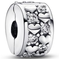 Pandora 792235C01 Bedel Clip-Stopper Infinite Hearts zilver-zirconia - thumbnail