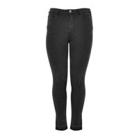 Yoek high waist skinny jeans ripped bottom antraciet
