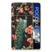 Xiaomi Poco X4 Pro 5G TPU Hoesje Pauw met Bloemen - thumbnail