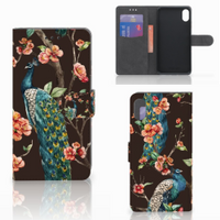 Apple iPhone Xs Max Telefoonhoesje met Pasjes Pauw met Bloemen