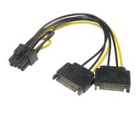 Akasa AK-CBPW19-15 kabeladapter/verloopstukje 6+2pin PCIe SATA Zwart