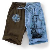 Voor heren Korte broek Zomer korte broeken Strandshorts Trekkoord Elastische taille 3D-afdrukken Grafisch Kleurenblok Boot Ademend Zacht Korte Casual Dagelijks Feestdagen Streetwear Hawaii Lightinthebox - thumbnail