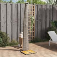 Buitendouche 55x60x224 cm poly rattan en acaciahout grijs - thumbnail