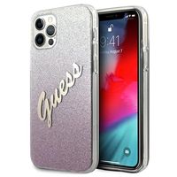 Guess Glitter Gradient Script iPhone 12/12 Pro Hoesje - Roze - thumbnail