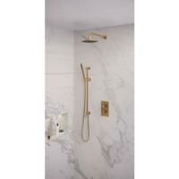 Regendoucheset 39 Inbouw Muur Brauer Gold Edition 20cm Rond Geborsteld Goud PVD 2 Greeps 3-weg met Thermostaatkraan Glijstang en Staafhanddouche
