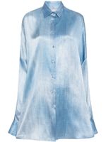 Ermanno Scervino chemise en soie à imprimé jean - Bleu - thumbnail