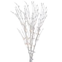 Witte glitter kunstbloemen kunsttak 76 cm met LED verlichting - thumbnail