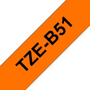 Brother TZe-B51 Labeltape signaalkleur Tapekleur: Signaaloranje Tekstkleur: Zwart 24 mm 5 m