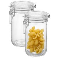 Voorraad/weck pot - 2x - glas - transparant - 17 x 9 cm - 750 ml - Bormioli Rocco - thumbnail