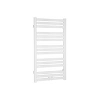 Handdoekradiator Sapho Nevel Recht Middenaansluiting 55.5x158.3 cm 621W Wit - thumbnail