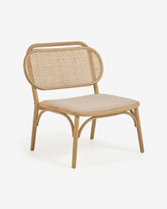 Kave Home Kave Home Eetkamerstoel Doriane, Doriane solid oak easy chair with natural finish and upholstered seat